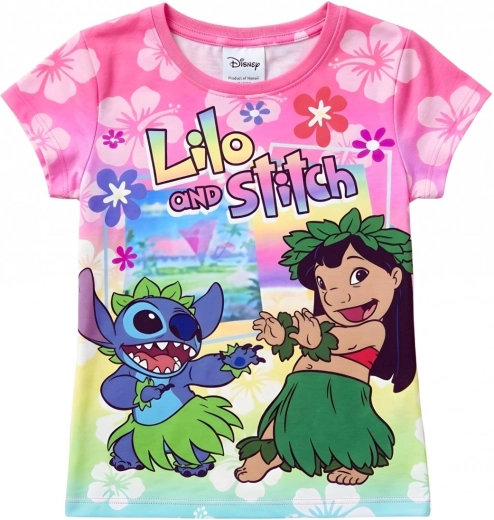 Tricou pentru copii Lilo și Stitch de culoare zmeurie