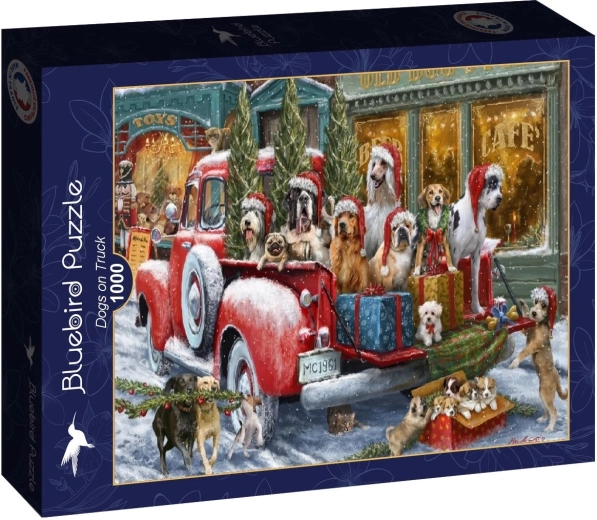 Puzzle Bluebird Câini în camion 1000 de piese