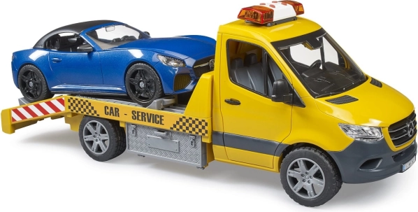 Bruder camion de remorcare Mercedes‑Benz Sprinter cu mașină sport