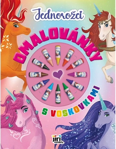 Caiet de colorat cu creioane cerate – unicorni