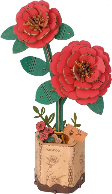 Puzzle 3D din lemn Camelia roșie ROWOOD