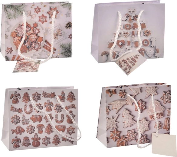 Pungă cadou de Crăciun cu motiv de turtă dulce 15 × 6 × 12 cm (4 variante)
