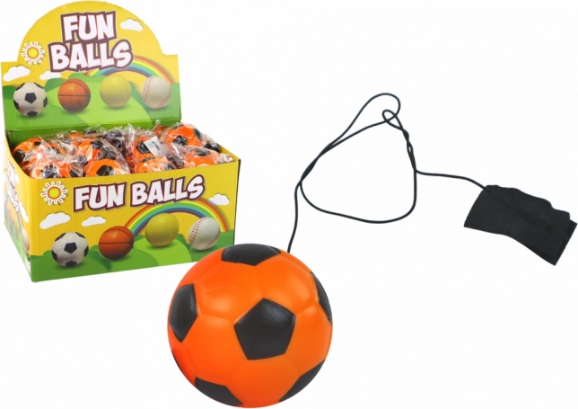 Minge de fotbal pe elastic, tip yo-yo, 6 cm, portocalie