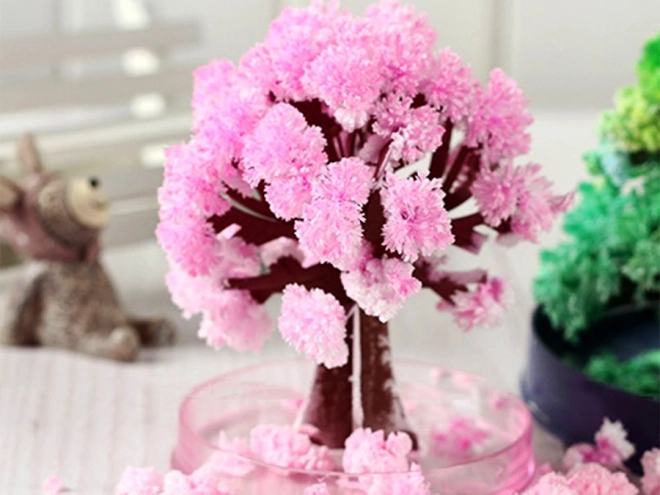 pomişor magic înfloritor sakura – pom cristalizat roz în bol