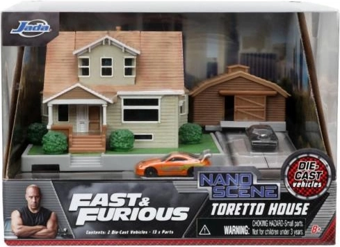 Nanodioramă Fast & Furious Casa lui Dominic cu mașinuțe