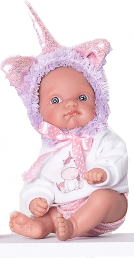 Păpușă realistă bebeluș unicorn mov 21 cm ANTONIO JUAN