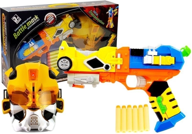 Blaster cu spumă 2‑în‑1 cu mască și transformare în robot