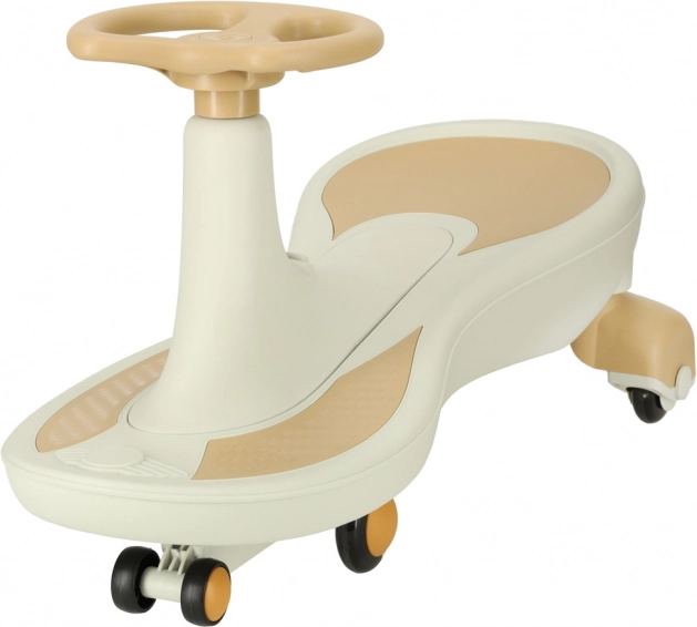 Vehicul gravitațional cu roți LED și muzică, 76 cm, bej‑alb, capacitate 100 kg