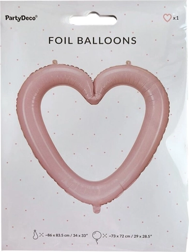 Balon din folie roz în formă de inimă – ramă foto 86 × 83 cm