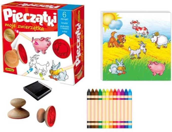 Ștampile din lemn cu animale – set creativ 6 buc.