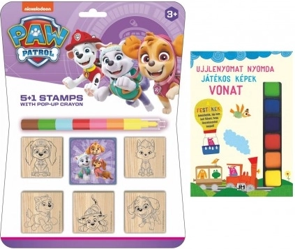 Ștampile din lemn 5×5 cm cu perniță și creion cerat PAW PATROL