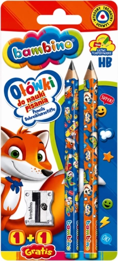 Creioane jumbo triunghiulare pentru învățarea scrisului Bambino 2 buc. cu ascuțitoare