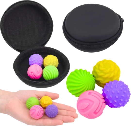 Bile antistres din silicon magnetice cu husă, colorate, 4 bucăți