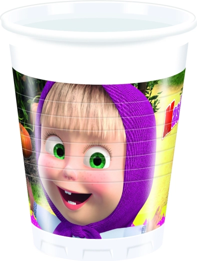 Pahare din plastic Masha and The Bear 200 ml (8 buc)