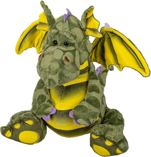 Dragon de pluș verde 23 cm așezat
