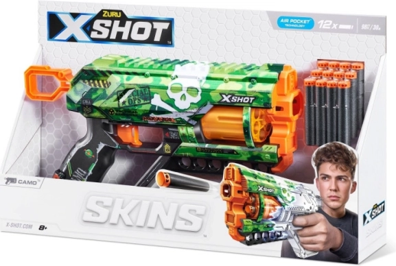 Pistol cu darduri din spumă X-SHOT Skins Griefer camo – 12 darduri