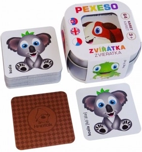 Pexeso pentru copii Animăluțe în cutie metalică