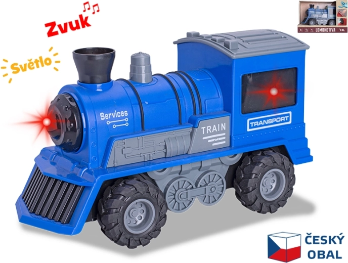 Locomotivă albastră cu volant, scară 1:16, 22,5 cm