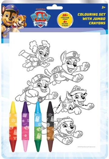 Set de colorat Paw Patrol cu creioane cerate față-verso
