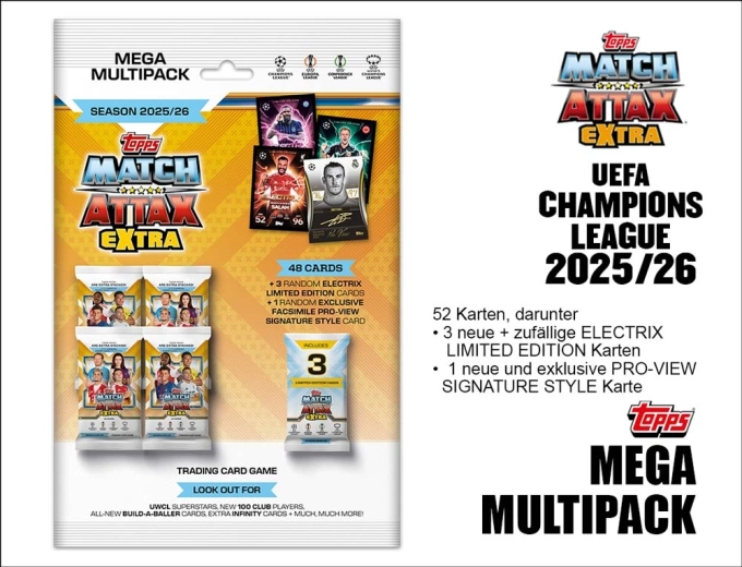 Topps UEFA Champions League Match Attax Extra 2025/2026 mega multipack