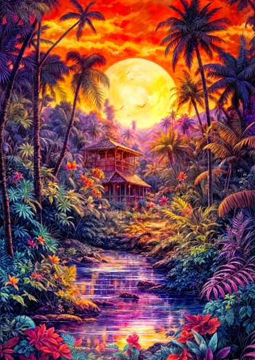 Enjoy puzzle Amurg în junglă 1000 de piese
