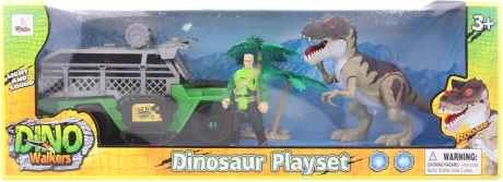 Set cu dinozaur pe baterii cu mașină off-road și figurină
