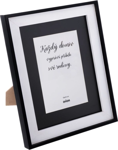 Ramă foto din lemn neagră 22 × 27 cm cu paspartu pentru fotografie 13 × 18 cm