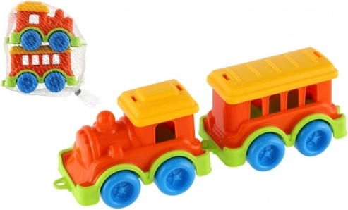 Trenulet colorat din plastic cu vagon pentru copii