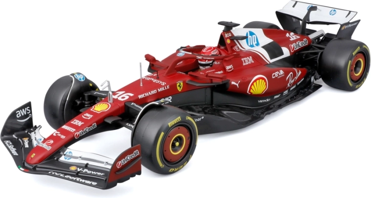 Model F1 Bburago Ferrari SF-25 2025 Charles Leclerc 1:18 cu cască