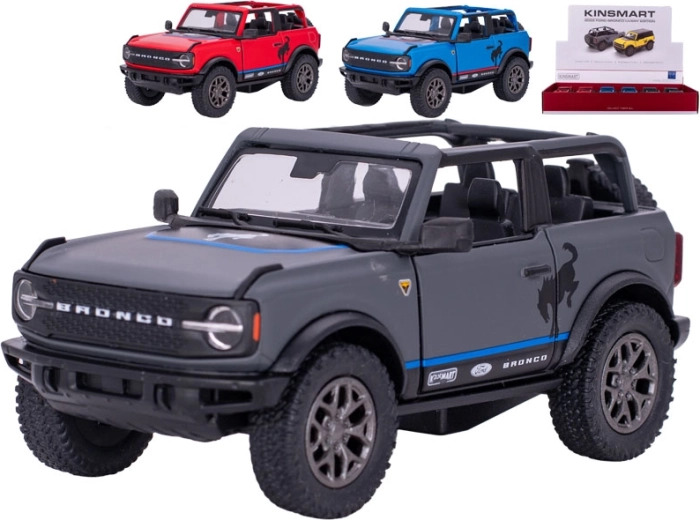 Kinsmart Ford Bronco 2022 – model auto din metal cu pull-back (13 cm) – mix de culori, 12 buc. în display