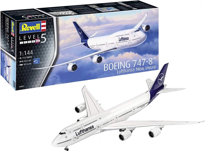 Model din plastic al avionului Boeing 747-8 Lufthansa