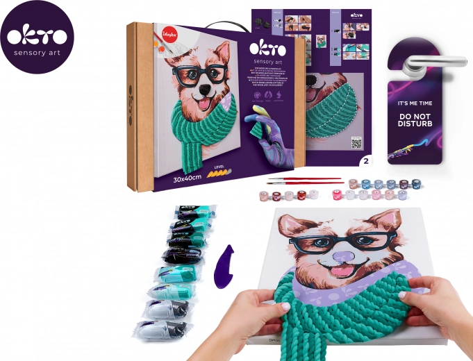 Okto pictură după numere și modelare 3D – tablou Fashion Corgi 30 × 40 cm