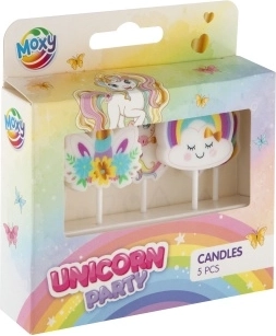 Lumânări 3D pentru tort Unicorn, 5 buc