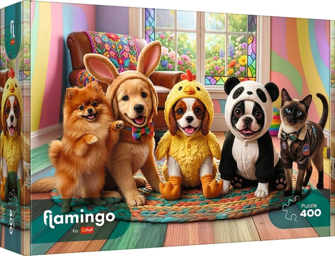 Puzzle Trefl Flamingo: costume pentru cățeluși 400 piese