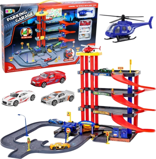 parcare pentru copii pe mai multe niveluri, 4 etaje cu lift și heliport, 70 de piese