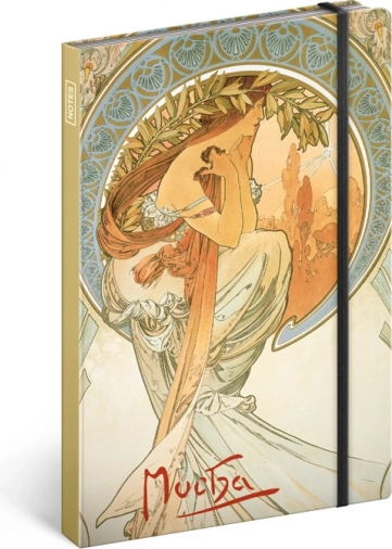 Caiet NOTIQUE Alfons Mucha Poezie, cu linii, 13 × 21 cm