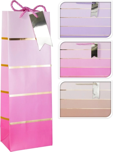 Pungă cadou din hârtie pentru sticlă 36 × 12 × 9 cm, mix de culori