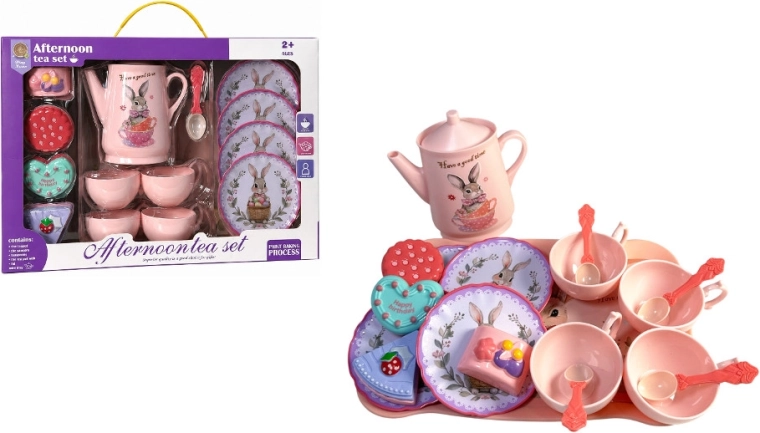 Set de ceai pentru copii cu motiv de iepuraș – 14 piese