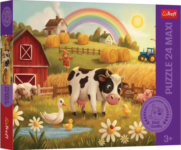 Puzzle Trefl vacă la fermă maxi 24 de piese