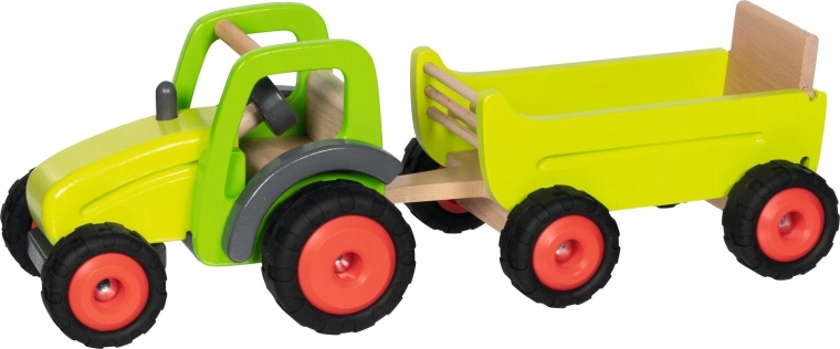 Tractor din lemn cu remorcă Goki Premium