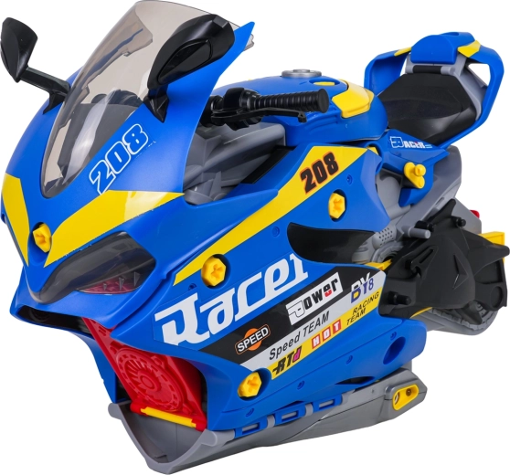 Motocicletă pentru copii cu parcare pliabilă și funcție de fum