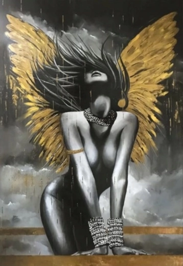 Norimpex pictură cu diamante doamnă cu aripi aurii 30 × 40 cm
