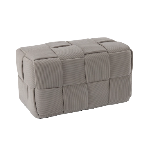 Puf împletit dreptunghiular gri deschis 60 × 32 × 32 cm