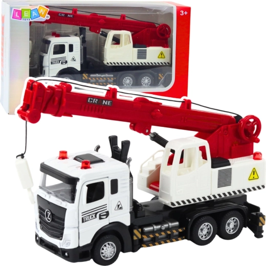 Camion cu macara pentru copii cu cabină metalică, lumini și sunete