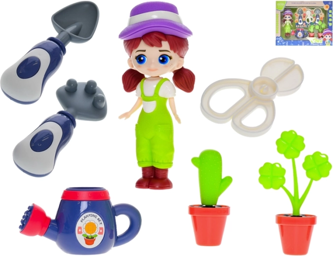 Păpușă grădinăreasă 15 cm cu accesorii