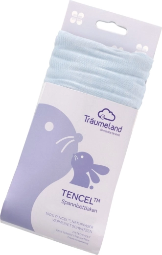 Träumeland cearșaf cu elastic Tencel uni albastru deschis