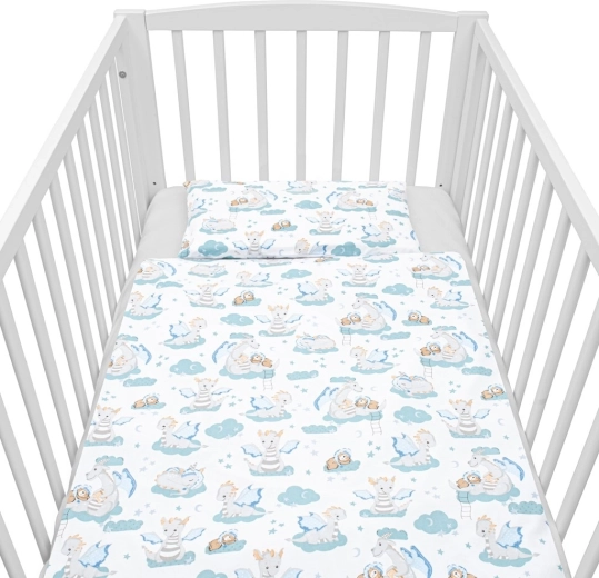 Set de lenjerie de pat pentru pătuț din bumbac, 2 piese, NEW BABY Dragon 120 × 90 cm