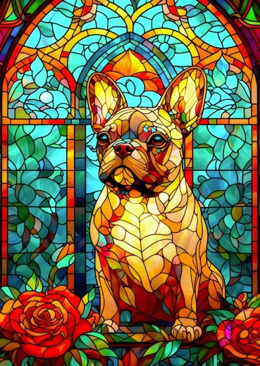 Puzzle ENJOY vitraliu cu bulldog francez, 1000 de piese