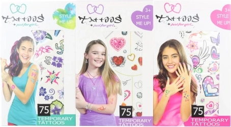 Tatuaje temporare pentru fete – set cu 75 de modele