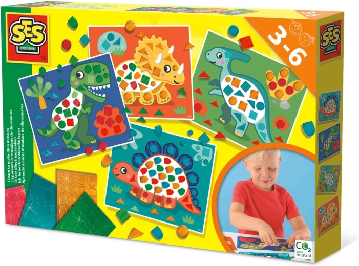 Mozaic creativ SES cu dinozauri pentru cei mai mici